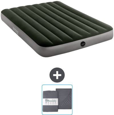 Intex Luchtbed - Twijfelaar - 137 x 191 x 25 cm - Groen - Inclusief en Hoeslaken