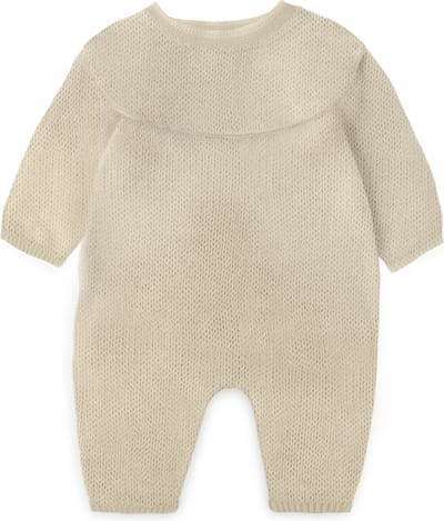 ML Poppen: PYJAMA GEBREID linnenkleur 21cm, eco en gerecycleerd, op kleerhanger, 3+