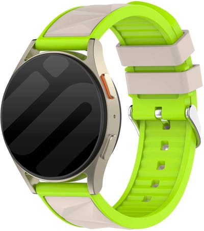Strap-it Siliconen 'Diamond' sport bandje geschikt voor Samsung Galaxy Watch 7 (40/44mm) / Galaxy Watch 6 (Classic) / Galaxy Watch 5 (Pro) / Galaxy Watch 4 / Watch 3 / Watch FE / Polar Ignite 3-2 / Pacer / Unite / Huawei GT3 - GT2 - Sterrenlicht/Lime