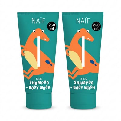 Naïf - Shampoo & Body Wash - Voordeelset - Kids 3+ - Zachte Formule - Fris & Fruitig - Dagelijks Gebruik - 2x250ml