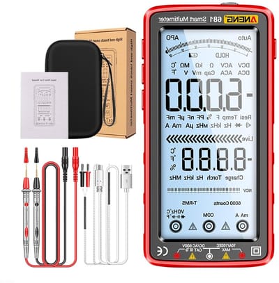 Digitale Multimeter - Meetapparaat - Klussen en testen - Oplaadbaar met USB - 15.2 x 7.6 x 2.5 cm - Rood
