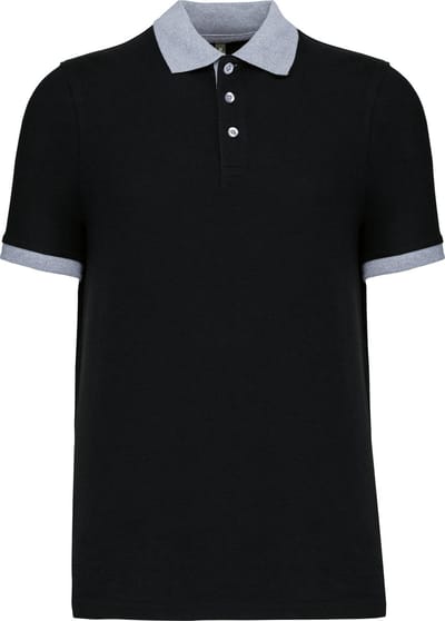 Piqué-herenpolo tweekleurig Kariban Zwart/Oxford Grijs - 4XL