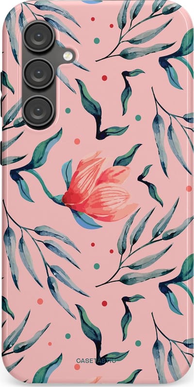 Casetastic hoesje geschikt voor Samsung Galaxy S23 FE - Dubbellaagse bescherming - Roze Bloemen en Takken - Fashion Case - Lichtroze Zilver Perzik