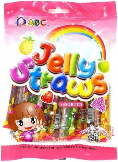 ABC Taiwanese Fruit Jelly Sticks Assorti 260 g - Fruit Jelly Straws | 13 Jelly Staafjes, Aziatische Snoepjes | Leuk & Kleurrijk Candy Snack met Kajal Sticker