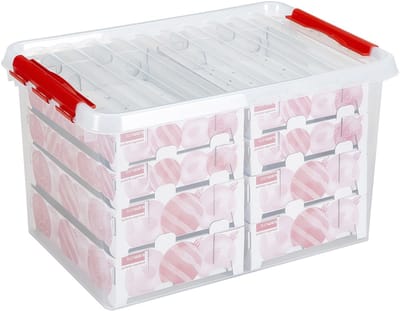 Sunware Q-line kerstballen opbergbox 62L - Voor 116 kerstballen - 60x40x34 cm