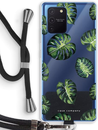 Case Company® - Hoesje met koord geschikt voor Samsung Galaxy Note 10 Lite hoesje met Koord - Tropische bladeren - Telefoonhoesje met Zwart Koord - Bescherming aan alle Kanten en Over de Schermrand