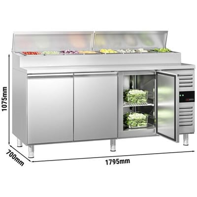 GGM Gastro Zubereitungstisch PREMIUM - 1795mm - 3 Türen - für 8x GN 1/3 Zilver