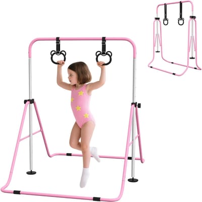 AHD® Duikelrek - Rekstok - Turnrek - 3' tot 5' verstelbare hoogte - Antislip - Roze - 148cm x 105cm x 128cm