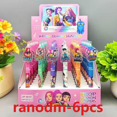 Belle Variété de styles de stylo gel K-POP Chasseur de démons à pression 0,5 mm encre noire Patch acrylique papeterie étudiante de grande valeur no-box