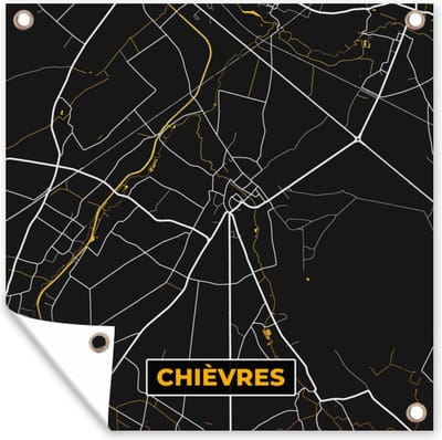 Tuin poster Stadskaart - Goud - Chièvres - Plattegrond - Kaart - 200x200 cm - Tuindoek