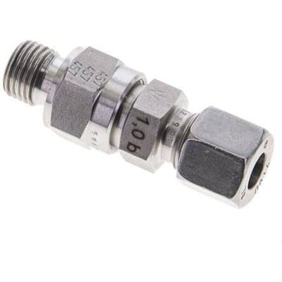 8L (M14x1.5) & G1/4'' Regeling-In RVS Terugslagklep Snijring Buitendraad 1-250 bar ISO 8434-1