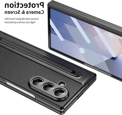 Beschermende hoes voor Galaxy Z Fold 7 met ingebouwde schermbescherming, inclusief screen protector, vervangbare S Pen stylus en penhouder - Zwart