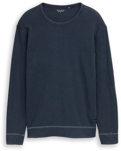 Tom Tailor - Shirt met lange mouwen en wafelstructuur - Maat XL - sky captain blue