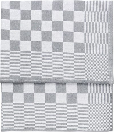 Theedoek - 65x65cm - Grijs - geblokt - 100% katoen - Set 6 stuks