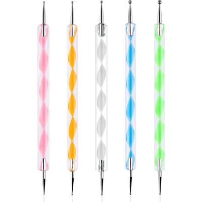 5PCS Dotting Tools Set voor Nail Art, Embossing Stylus voor Schilderen white