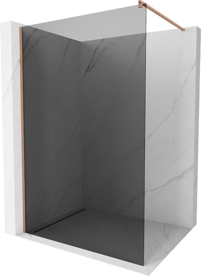 Mexen Kioto douchewand Walk-in 70 x 200 , grafiet 8 mm, geborsteld koper - 800-070-101-65-40