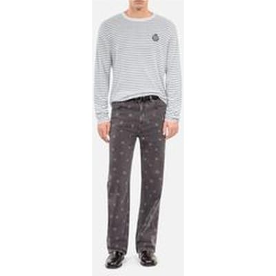 The Kooples Pull Col Rond A Rayures Detail Broderie White / Blue Maat: S | Sweaters Outlet | Heren | Blauw