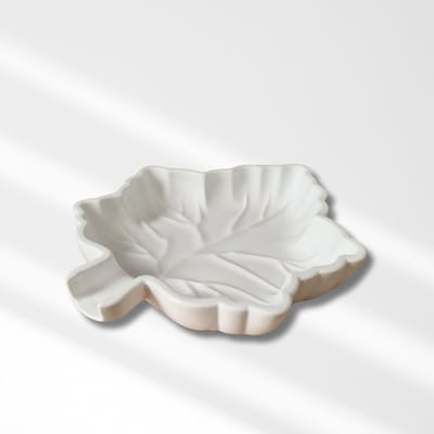 Decoratie schaaltje bladvorm, wit sieraden schaaltje, bakje voor kleine accessoires