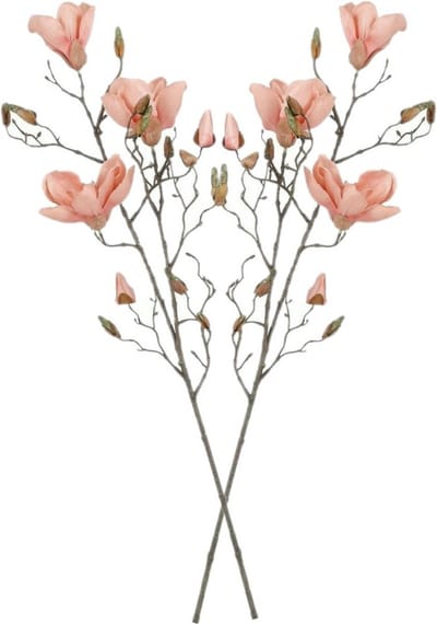 Mica Decorations Kunstbloemen Magnolia takken - 2x - 88 cm - zalmroze - Kunst zijde - Boeket - stelen - siertakken