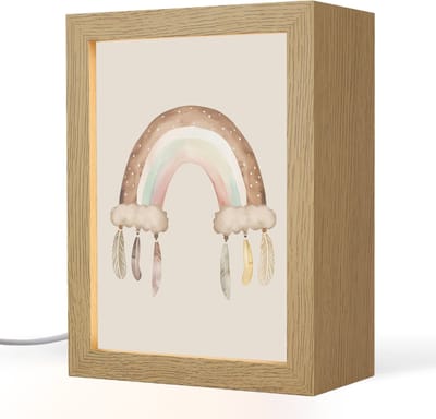 Nachtlampje 15x20 cm - Kinder lampje - Regenboog - Bohemian - Boho - Pastel kleuren - Tafellamp kinderkamer - Slaapkamer lamp - Bedlamp kinderen - Kinderlampje stopcontact - Wandlamp babykamer - Nachtlampjes