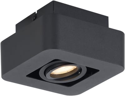 QAZQA dox - Moderne Plafondspot | Spotje | Opbouwspot - 1 lichts - L 14 cm - Zwart - Woonkamer | Slaapkamer | Keuken