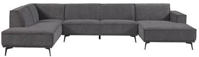 Tower Living - Leeds U-bank: chaise R + ottoman L city - blauw/zwart