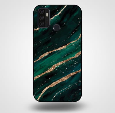Smartphonica Telefoonhoesje voor OPPO A32 / A53 / A53s met marmer opdruk - TPU backcover case marble design - Groen Goud geschikt voor Oppo A32;Oppo A53;Oppo A53s
