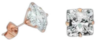 Aramat Jewels | Oorbellen | Oorbellen – RVS Roségoudkleur met Vierkante Zirkonia (3mm) | | | |3mm | Staal | Kinderen, Volwassenen | Verkleurd niet