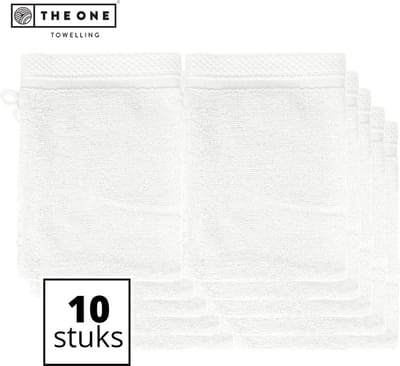 The One Towelling Bamboe Washandjes - 16 x 21 cm - 10 Stuks - Voordeelverpakking - Bamboe/Katoen - 600 gr/m² Stofdikte - Hypoallergeen - Wit