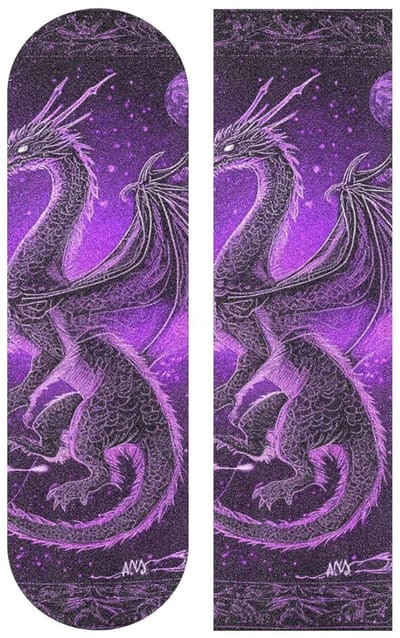 Griptape Skateboard - Scooter Grips Tape - Skateboarden Verbeteren - Dubbelzijdig Drakenprint - 33 x 9 Inch - Paars