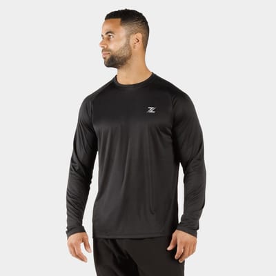 ZEUZ Heren Sport Longsleeve – Fitness Shirt Lange Mouw - Zwart - S