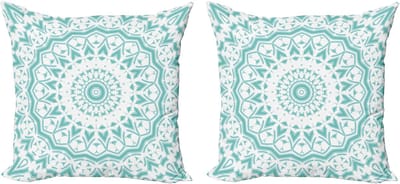 ABAKUHAUS Decoratieve kussenhoes Water, 2-pack, Mandala Tie-Dye effect, 45x45 cm, Zeegroen Wit