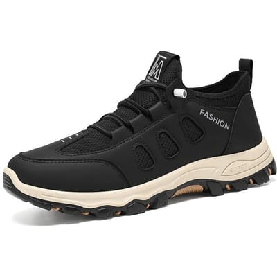 Lente en Herfst Ademend Comfortabel Casual Zachte Zool Sneakers voor Middelbare Leeftijd en Ouderen Outdoor Wandelschoenen 44 black