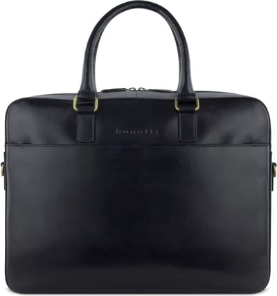 bugatti Leren Afzonderlijke gevallen Laptoptas met laptopvak Briefcase Black Zwart