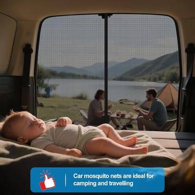 Mosquito Net voor VW T5 T6 Achterklep - Insectenbescherming met Magnetische Sluiting en Rits voor Camping en Buitenactiviteiten