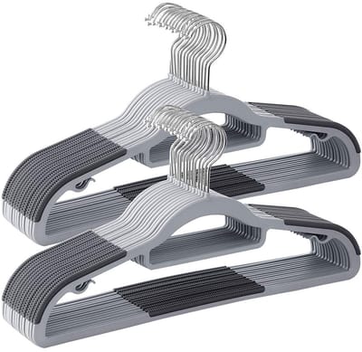 Hoppa! Kledinghangers - 30 stuks - Anti-slip - Premium kwaliteit - 41,5 cm breed - Sterk kunststof - Voor volwassenen - Grijs