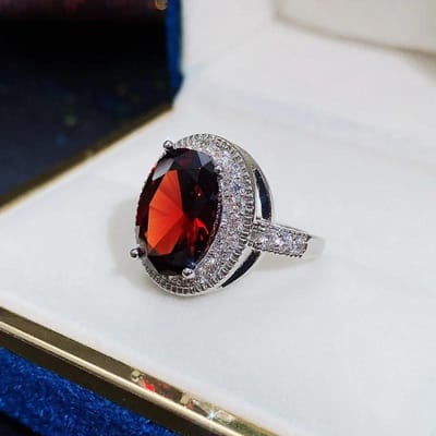 Japonais Et Coréen Haut De Gamme Luxe Quotidien Bijoux De Luxe Design Féminin Zircon Rouge Bague Transparente Élégante 9 gray