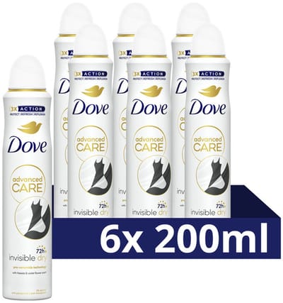 Dove Deodorant Spray Invisible Dry - 6 x 200 ml - Voordeelverpakking