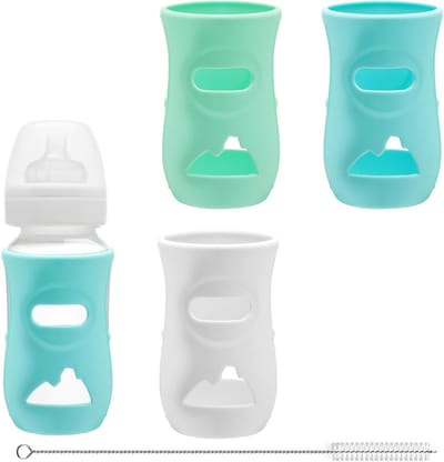 Set van 3 Siliconen Flessen 240 ml, Schokbestendige Flessenhouder, Lekvrije Doppen, BPA-vrij, Ideaal voor Reizen en Sportactiviteiten