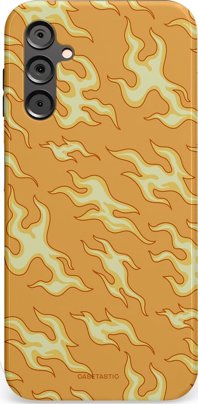 Casetastic Hoesje Geschikt voor Samsung A14 (5G/4G) - Stijlvolle Beschermende Duo-layer Case - Vlammen van passie