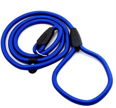 LOUZIR Cesar Millan Sliplijn -Nylon - Hondenriem -verstelbaar- Blauw  - 130 cm