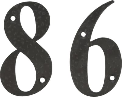 AMIG Huisnummer 86 - massief gesmeed staal - 10cm - incl. bijpassende schroeven - zwart