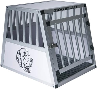 Honden Transportbox - Hondenkooi Auto - Veilig Vervoer - Trapezium Vorm - 55 x 65 x 55 cm - Aluminium