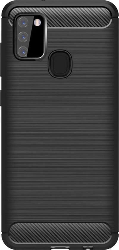 Shop4 - Samsung Galaxy A21s Hoesje - Zachte Back Case Brushed Carbon Zwart