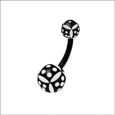 Aramat Jewels | Navelpiercings | Bioplast Navelpiercing - Nikkelvrij | Fantasie-Zwart-Wit | |8mm | Kunststof | Volwassenen | Verkleurd niet