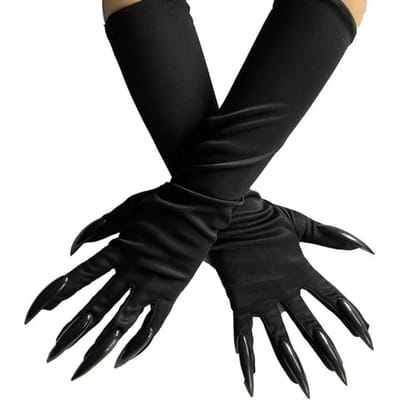 40cm Spandex Halloween Cosplay Compulsion Tendance Personnalité Extensible Griffe de Fantôme Longs Ongles Gants Performance Scénique Uni noir