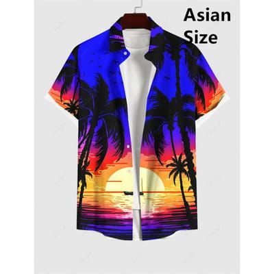 Chemise Hawaïenne Homme Imprimé Décontractée Fine Plage Coupe Ajustée Haute Qualité Luxe Noir Social Vintage Amusant Vêtements Surdimensionnés 3XL blue