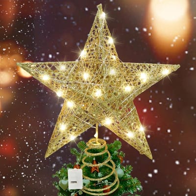 Kerstboom Topper Ster, Kerstboom Topper, Kerstboom Topper, Glinsterende Kerstdecoratie LED Kerstboom Topper voor Feestelijk Kerstmis Thuis Kerstboom Decoratie (Goud2)
