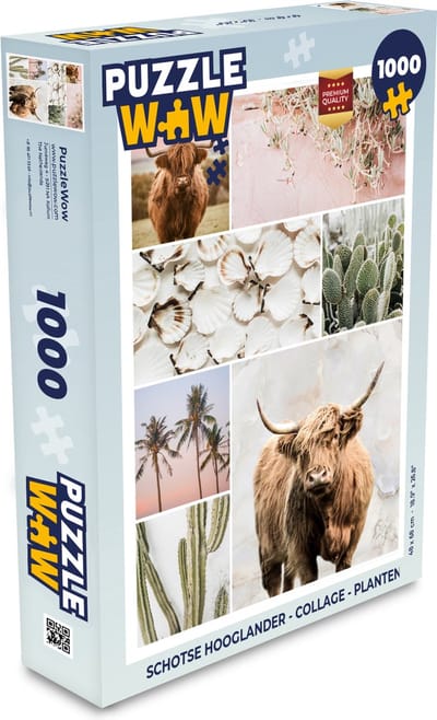 Puzzel Schotse hooglander - Collage - Planten - Legpuzzel - Puzzel 1000 stukjes volwassenen