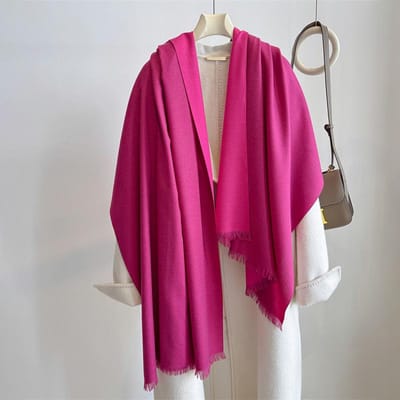 Winter Warm Dubbelzijdig Tweekleurig Dik Kasjmier Sjaal Dames Grote Maat 80*200cm Pashmina Sjaal Wraps Bufanda Vrouwelijke Foulard Hijab 80x200cm pink